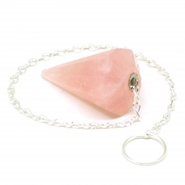 Pendule cône facetté en Quartz rose