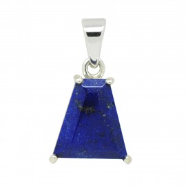 Lapis lazuli facetté sur argent, Pendentif unique