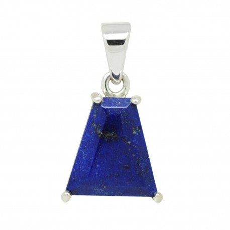 Lapis lazuli facetté sur argent, Pendentif unique