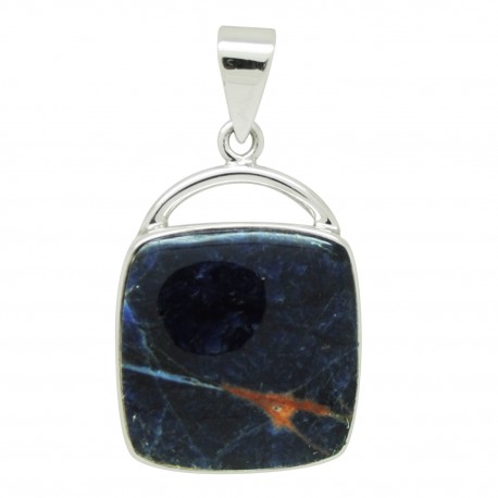 Sodalite sur argent, Pendentif unique