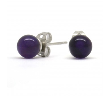 Boucles Pierre, Améthyste, puces 6 mm