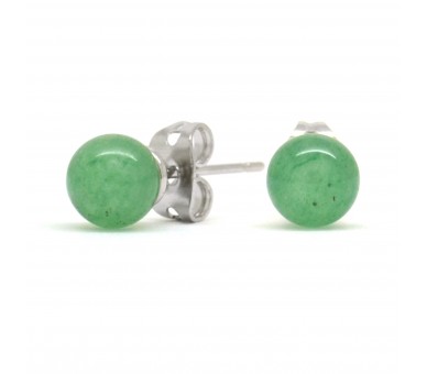 Boucles Pierre, Aventurine verte, puces 6 mm