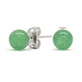 Boucles Pierre, Aventurine verte, puces 6 mm