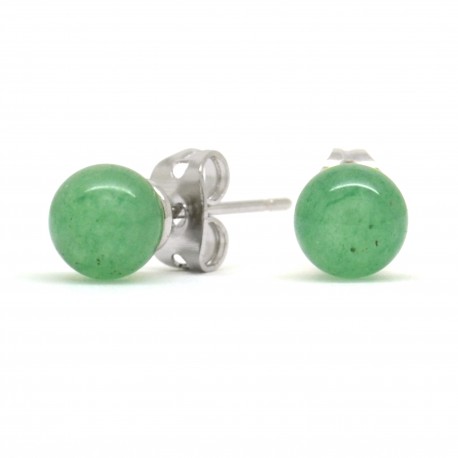 Boucles Pierre, Aventurine verte, puces 6 mm