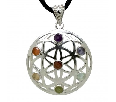 Pendentif 7 Chakras Fleur de vie