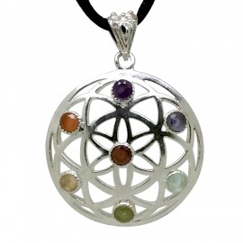 Pendentif 7 Chakras Fleur de vie