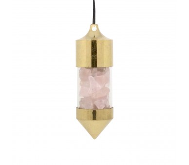 Pendule Laiton et Quartz rose