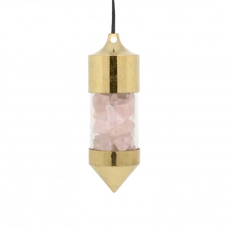 Pendule Laiton et Quartz rose