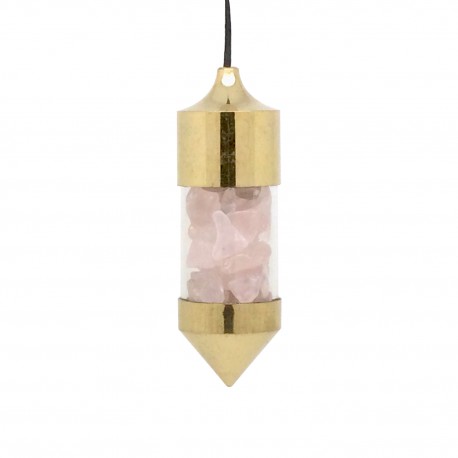 Pendule Laiton et Quartz rose