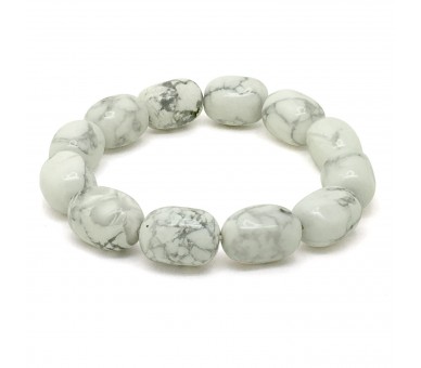 Bracelet Pierre roulée Howlite blanche