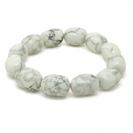 Bracelet Pierre roulée Howlite blanche