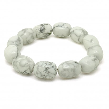 Bracelet Pierre roulée Howlite blanche