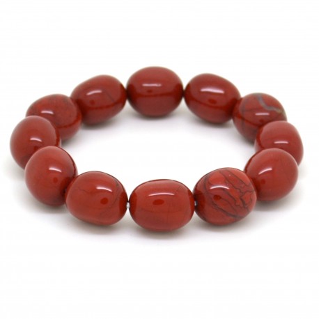 Bracelet Pierre roulée Jaspe rouge