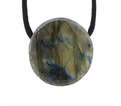 Pendentif Pierre trouée, Labradorite ronde