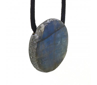 Pendentif Pierre trouée, Labradorite ronde