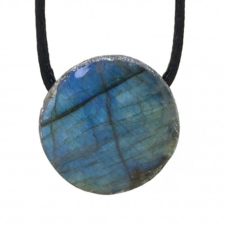 Pendentif Pierre trouée, Labradorite ronde