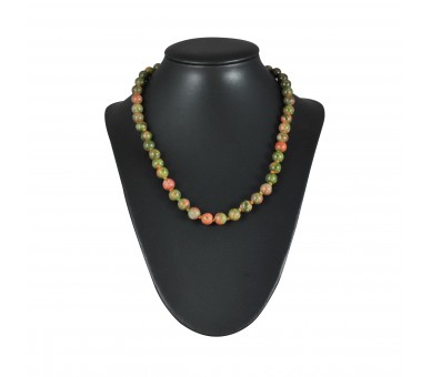 Collier Pierre, perles 8 mm, Unakite