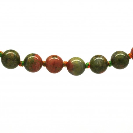 Collier Pierre, perles 8 mm, Unakite