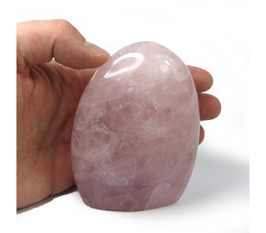 Quartz rose poli, forme libre, pièce unique, 463 grammes