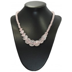 Collier disques quartz rose