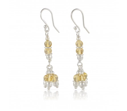 Boucles pendants citrine et argent 925