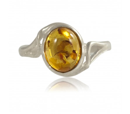 Bague cabochon ambre, T52