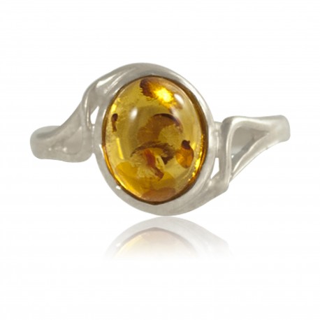 Bague cabochon ambre, T52