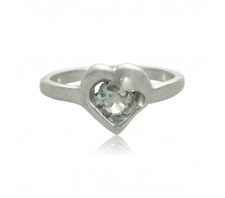 Bague Pierre cœur de Topaze, Argent 925 (Taille 55)